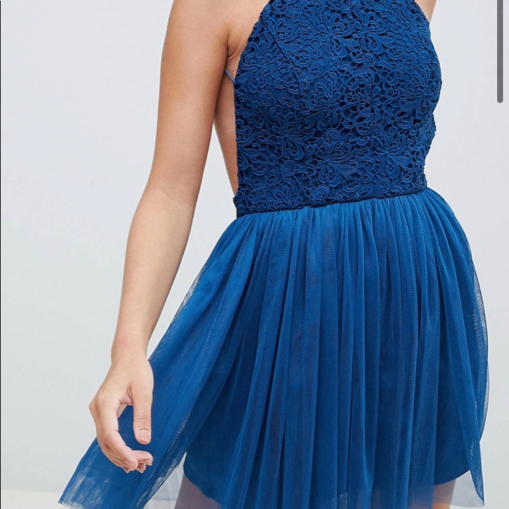 Asos petite lace top tulle mini dress